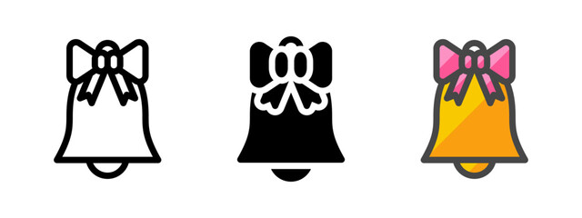 Multipurpose bell vector icon in outline, glyph, filled outline style. Three icon style variants in one pack.