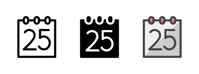 Multipurpose calendar vector icon in outline, glyph, filled outline style. Three icon style variants in one pack.