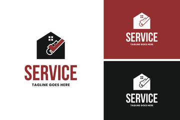 Wrench crossed with house logo design, ideal for a home repair or handyman service. Vector illustration template idea