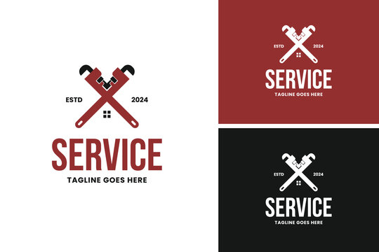 Wrench crossed with house logo design, ideal for a home repair or handyman service. Vector illustration template idea