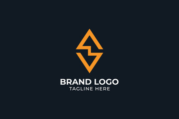 triangle thunder bolt energy bolt abstract business logo, letter S triangle mountain diamond logo