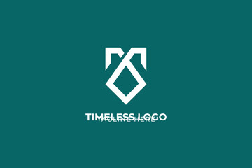 letter M Heraldic symbols of shield and businessman with a tie, necktie luxury logo vector