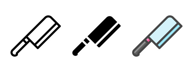 Multipurpose cleaver vector icon in outline, glyph, filled outline style. Three icon style variants in one pack.