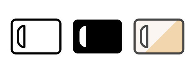Multipurpose cutting board vector icon in outline, glyph, filled outline style. Three icon style variants in one pack.