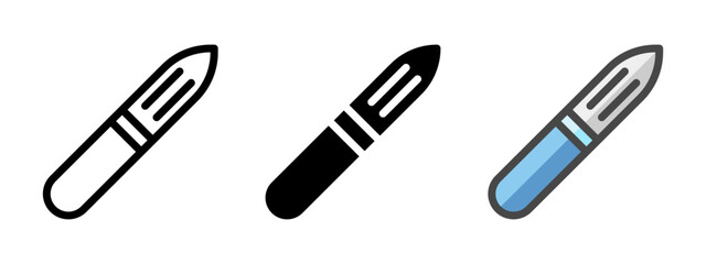 Multipurpose peeler vector icon in outline, glyph, filled outline style. Three icon style variants in one pack.