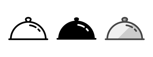 Multipurpose serving hood vector icon in outline, glyph, filled outline style. Three icon style variants in one pack.