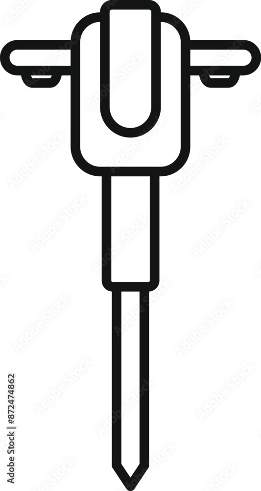 Poster simple line icon of a jackhammer, a tool commonly used in construction for breaking concrete and asp