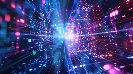 Obraz premium An abstract vertical background with deep blue and vibrant purple lights