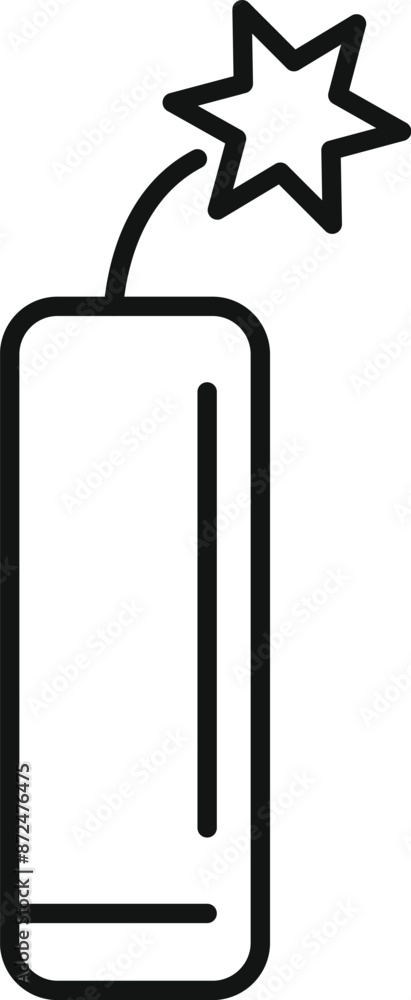 Poster dynamite with a burning wick exploding, a simple icon in an outline style