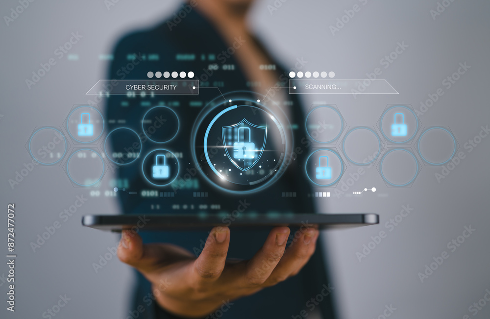 Aufkleber cyber security data protection business technology privacy concept