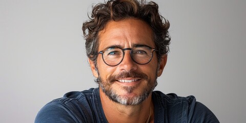 man with glasses and beard smiling, ai