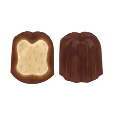 Vector illustration logo Clip art whole and half Canele French pastry