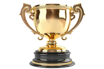 Winner golden trophy cup for sports cut out, isolated, transparent background - PNG. 