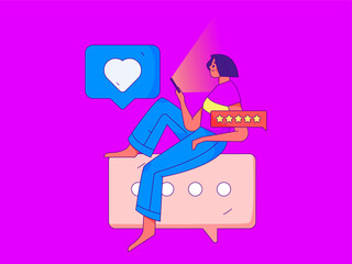 Virtual characters social communication concept business flat vector hand drawn illustration
