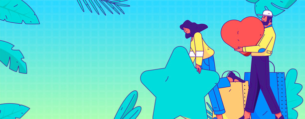 Virtual characters social communication concept business flat vector hand drawn illustration
