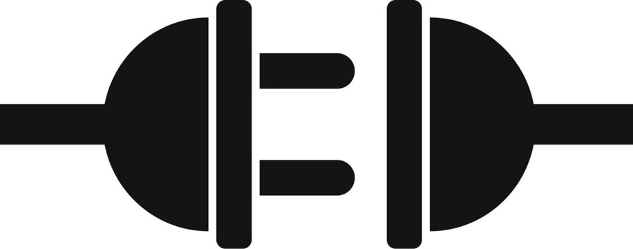recommend clip art: Black silhouette icon of an electric plug and socket being connected together