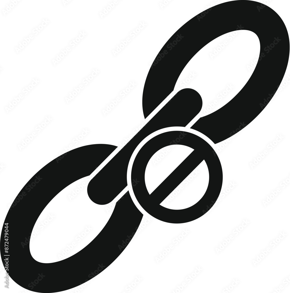 Poster black chain link with a break symbol is representing disconnection and broken connection