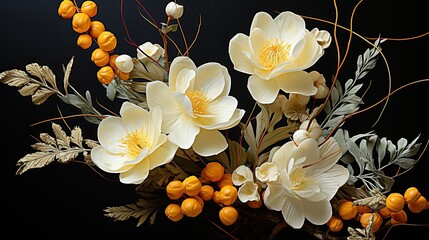 Fototapeta premium flowers that are white and orange with orange tips