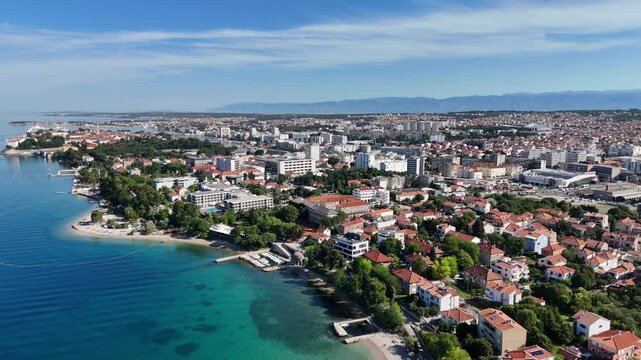 Drone Aerial View Footage Zadar Croatia Adriatic Coastline Dalmatian coast Balkans