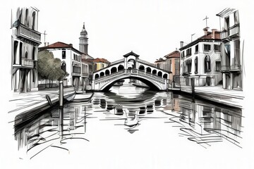Fototapeta premium the AI Image Generator, Iconic Venetian Bridge Over Serene Waterway