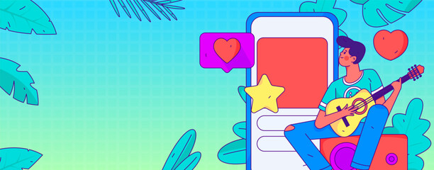 Virtual characters social communication concept business flat vector hand drawn illustration
