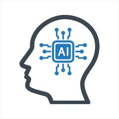 Obraz premium Artificial intelligence icon. Semiconductor. CPU. Processor. AI chip in hand icon. Vector and glyph