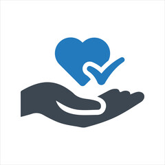 Health check icon. General health. Health insurance. Heart icon. Vector and glyph