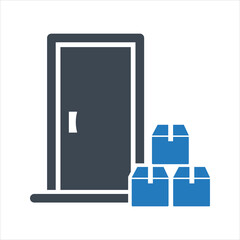 Home delivery icon. Online purchase delivery service icon. Vector and glyph