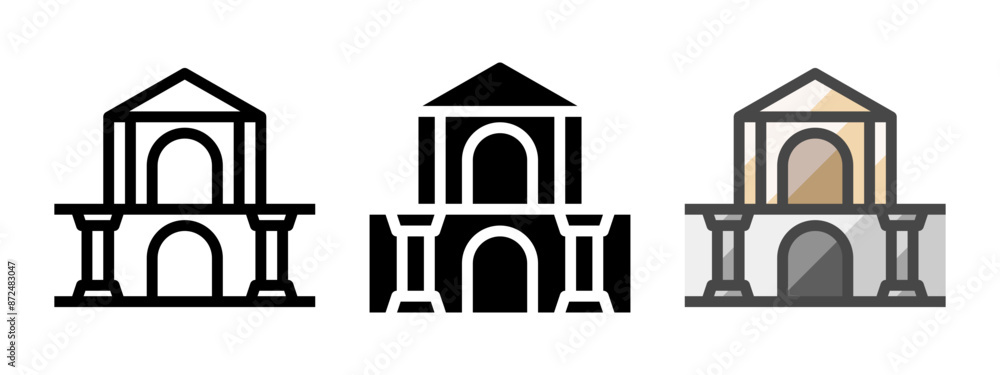 Wall mural Multipurpose crypt vector icon in outline, glyph, filled outline style. Three icon style variants in one pack.