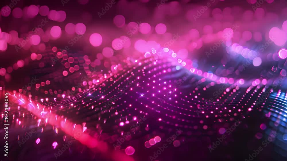Fototapete a digital abstract background with pink and blue lights waving in the dark. the background is out of