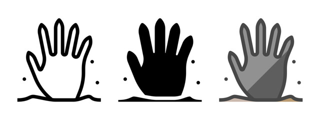 Multipurpose hand vector icon in outline, glyph, filled outline style. Three icon style variants in one pack.