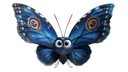 cartoon blue butterfly isolated on white