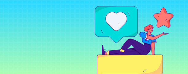 Virtual characters social communication concept business flat vector hand drawn illustration
