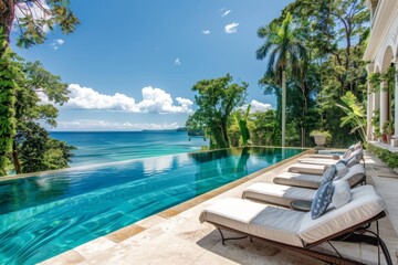 Obraz premium Luxury Villa with Infinity Pool and Ocean View