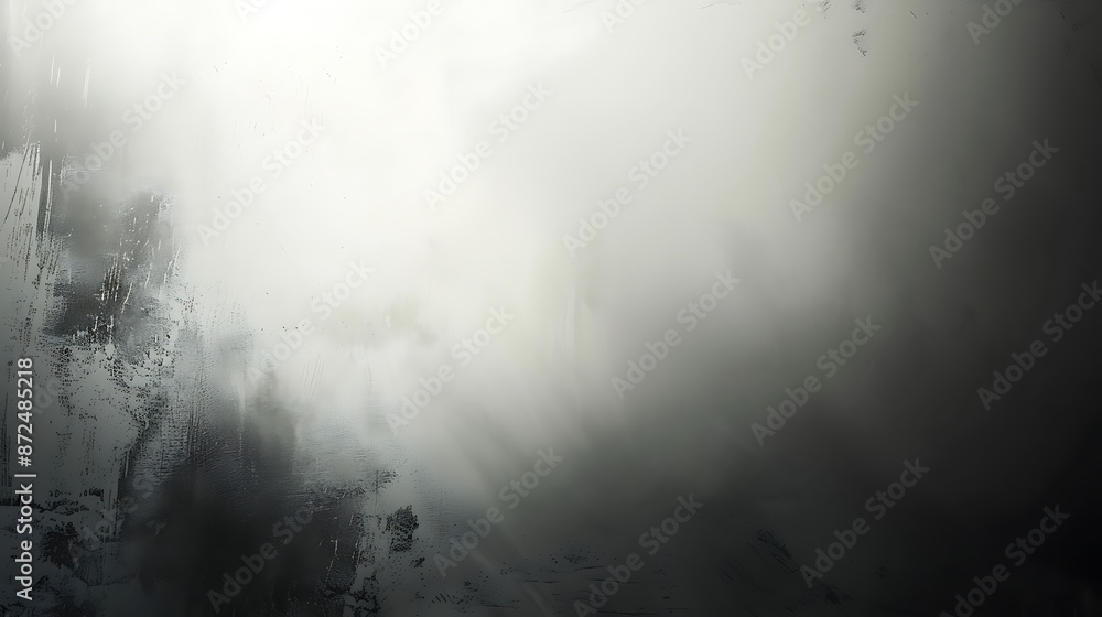 Poster elegant background with gradient shades of light gray to dark gray, featuring a large rectangular wh