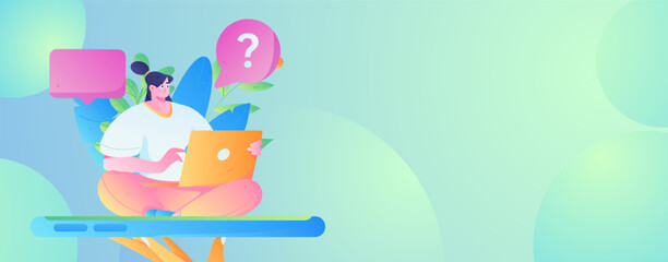 Virtual characters social communication concept business flat vector hand drawn illustration
