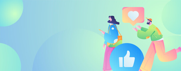 Virtual characters social communication concept business flat vector hand drawn illustration
