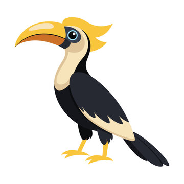 yellow-beaked hornbill bird cartoon style clip art preview