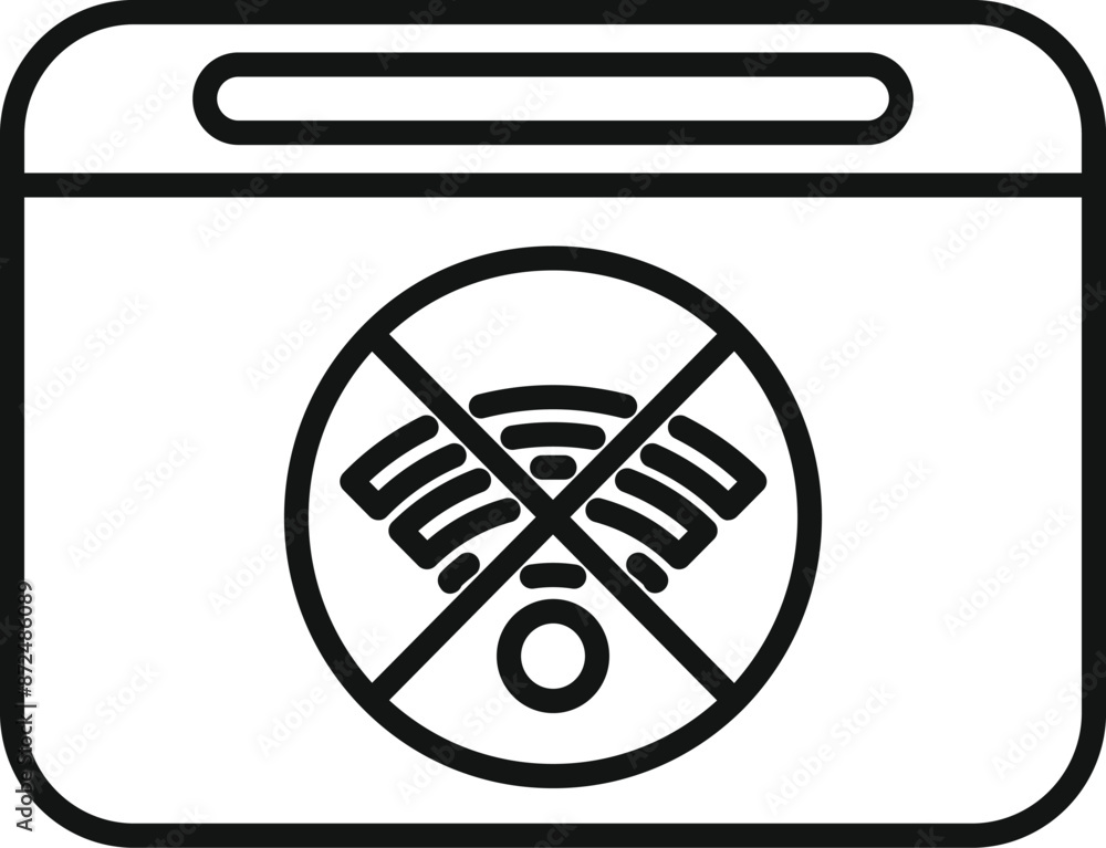 Poster simple icon of a smartphone showing wifi off symbol on its screen