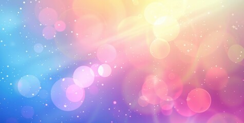 Obraz premium Colorful bokeh abstract background with sparkles and stars traveling through the universe on a magical journey