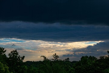 City Under Stormy Skies Clouds Gathering for Rain