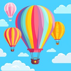 Fototapeta premium 35. Hot air balloon festival, colorful balloons, flat design illustration