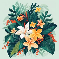Obraz premium 24. Tropical wall art, lush vines and flowers, flat design illustration