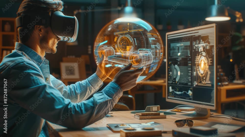 Poster professional digital engineer using artificial intelligent and digital holographic to design product