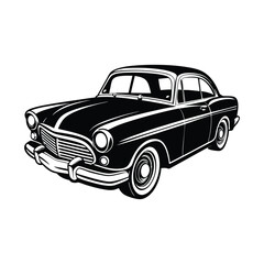 Naklejka premium Vintage classic Car vector black Silhouette isolated on a white background