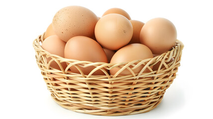 Brown eggs in the basket on white	
