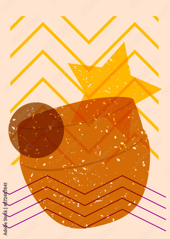 Poster risograph face cream container with geometric shapes. objects in trendy riso graph print texture sty