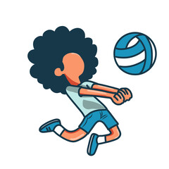 curly volleyball player is serving