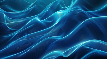Obraz premium Abstract blue neon background with gentle waves, minimalist and chic