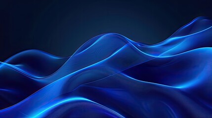 Obraz premium Abstract blue neon background with gentle waves, minimalist and chic